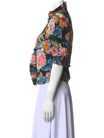 Love the Label Floral Print Mock Neck Crop Top