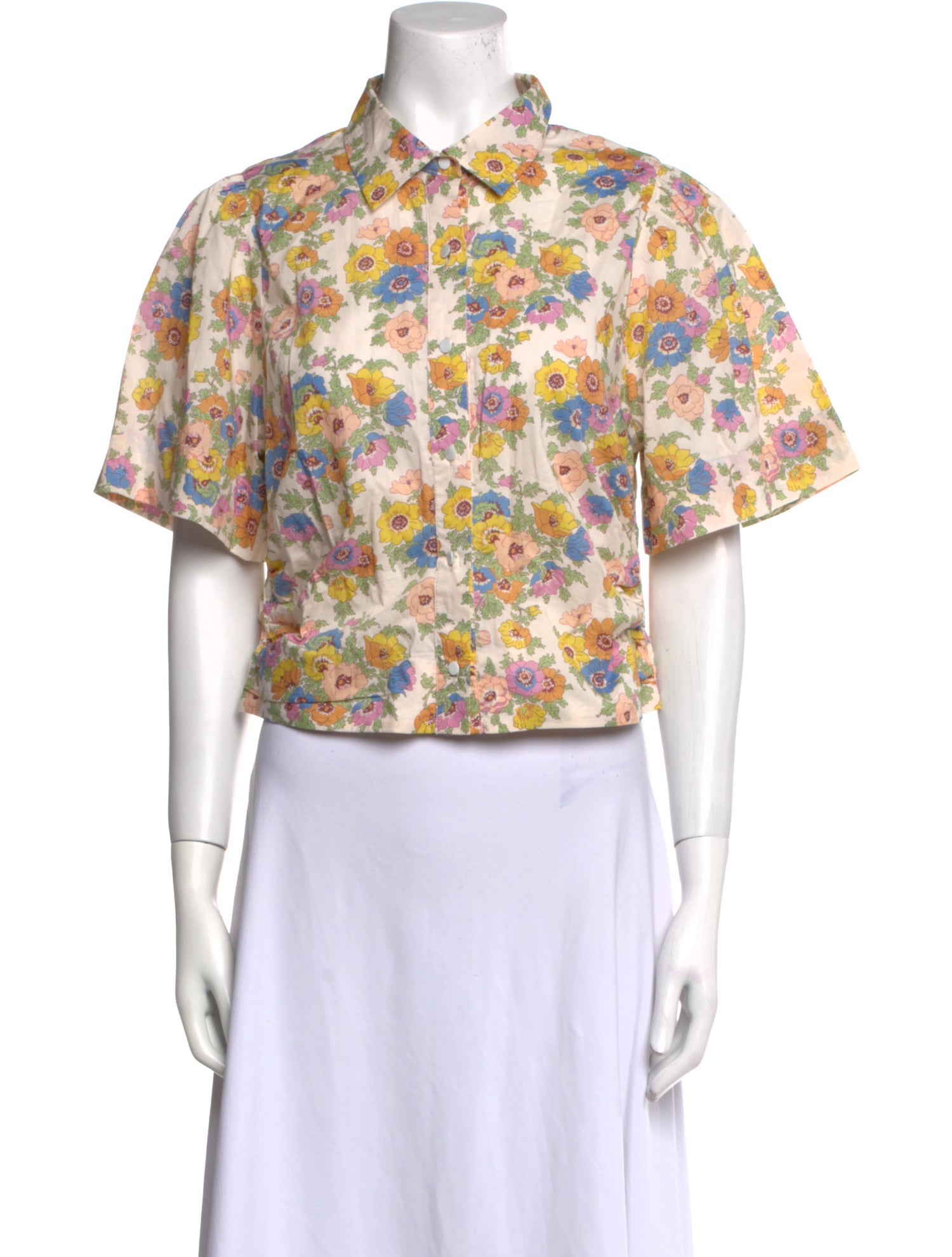 Love the Label Floral Print Short Sleeve Crop Top