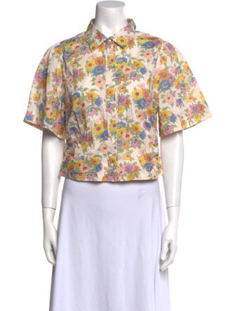 Love the Label Floral Print Short Sleeve Crop Top