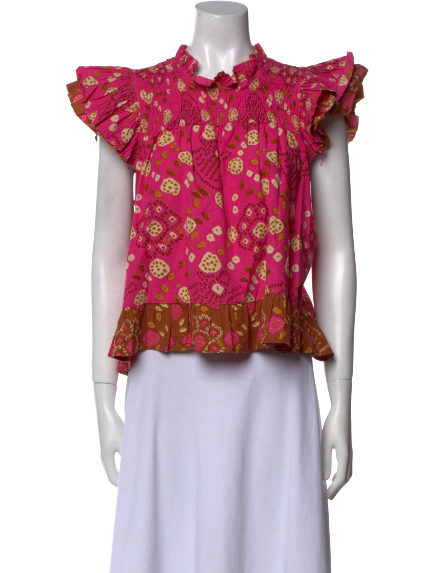 Love the Label Floral Print Mock Neck Blouse