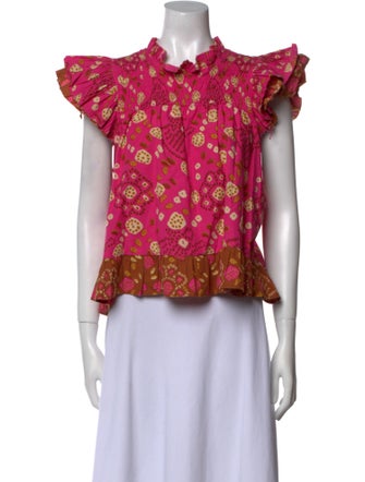 Love the Label Floral Print Mock Neck Blouse