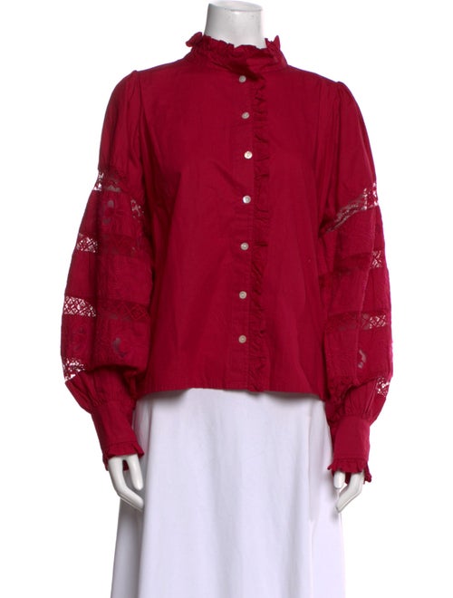 Love the Label Mock Neck Long Sleeve Button-Up Top