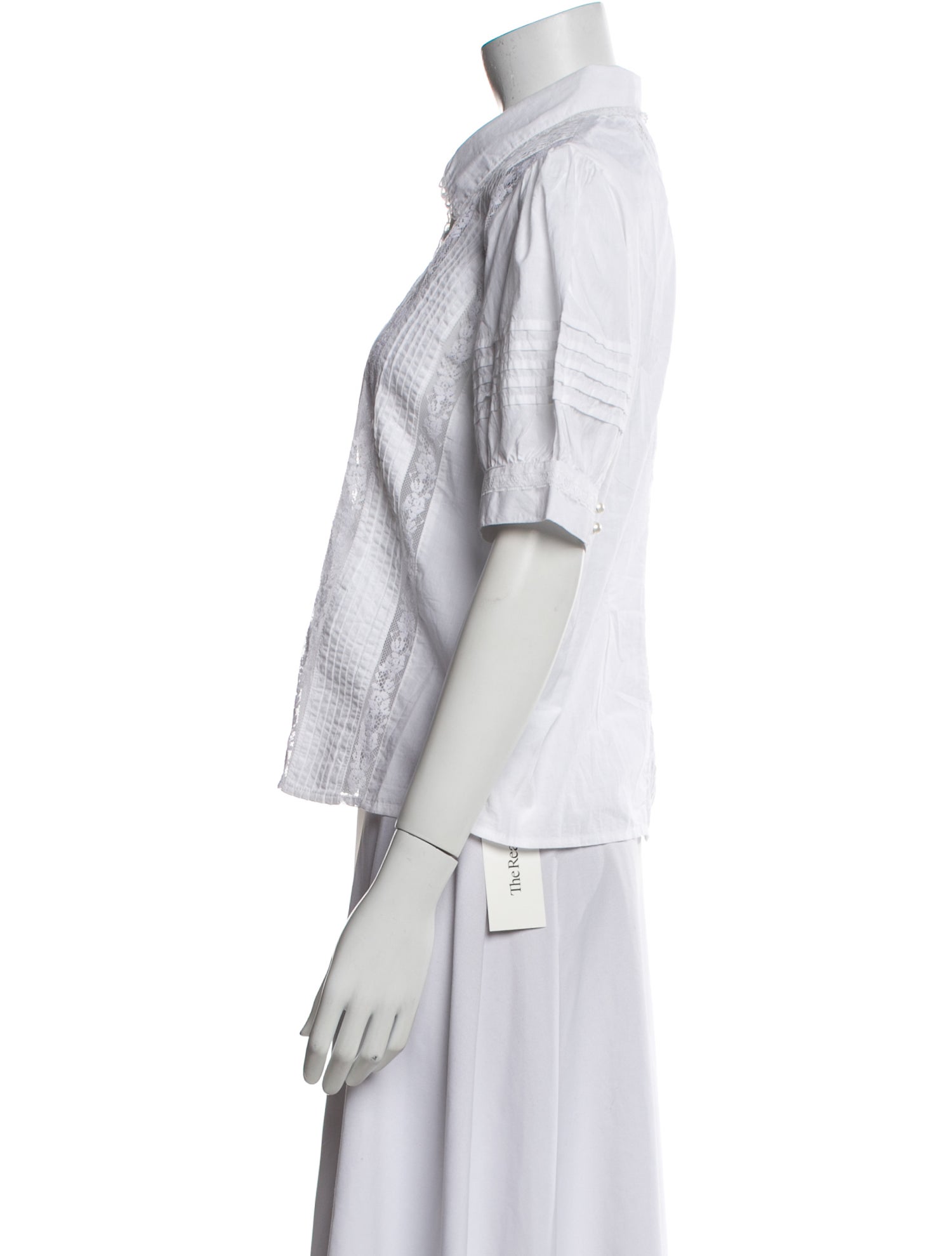 Love the Label Printed Short Sleeve Button-Up Top