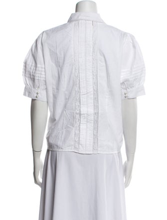 Love the Label Printed Short Sleeve Button-Up Top