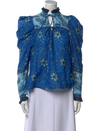 Love the Label Floral Print Mock Neck Blouse