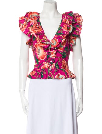 Love the Label Floral Print V-Neck Crop Top