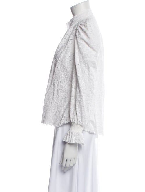 Love the Label Lace Pattern Mock Neck Button-Up Top