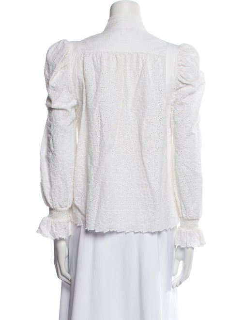 Love the Label Lace Pattern Mock Neck Button-Up Top