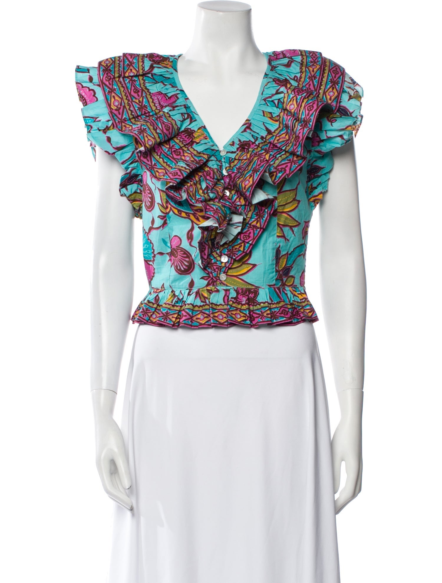 Love the Label Printed V-Neck Crop Top