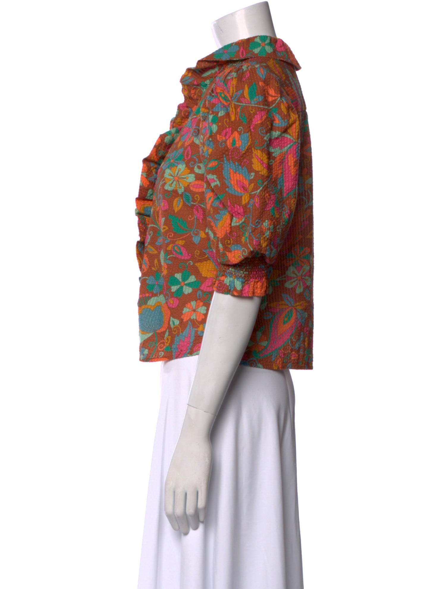 Love the Label Floral Print Three-Quarter Sleeve Crop Top