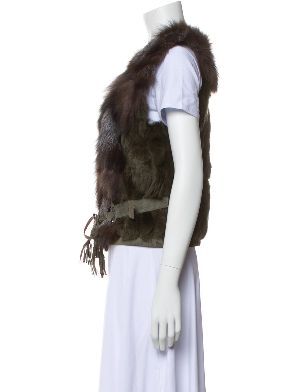 Love Token Fur Jacket Colorblock Pattern Stand Co… - image 2