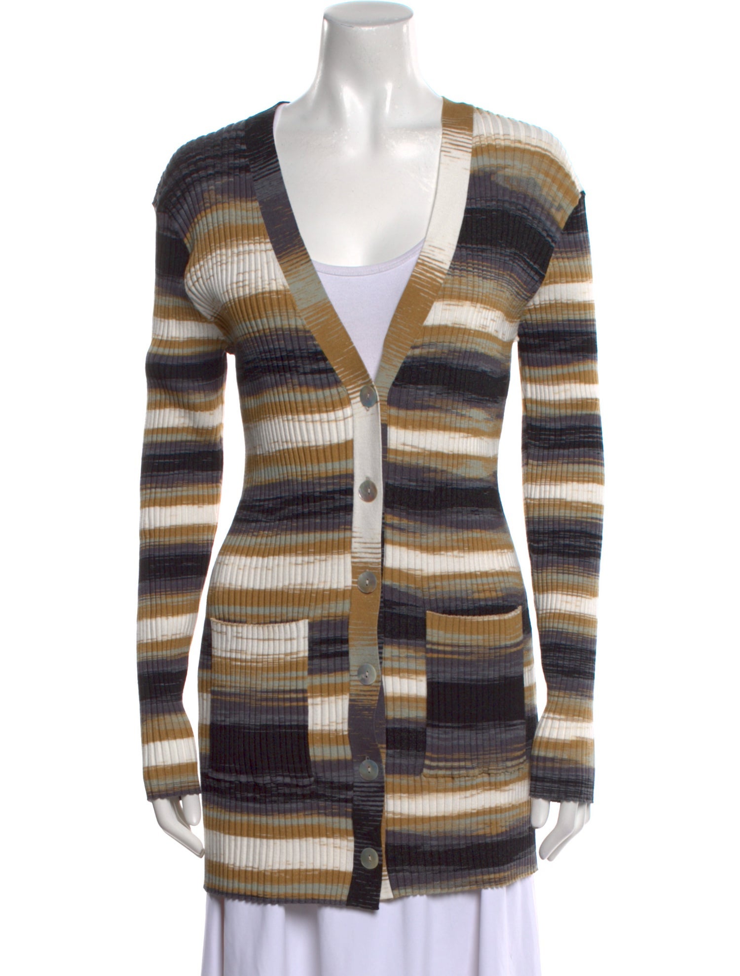 Live The Process Striped Plunge Neckline Sweater