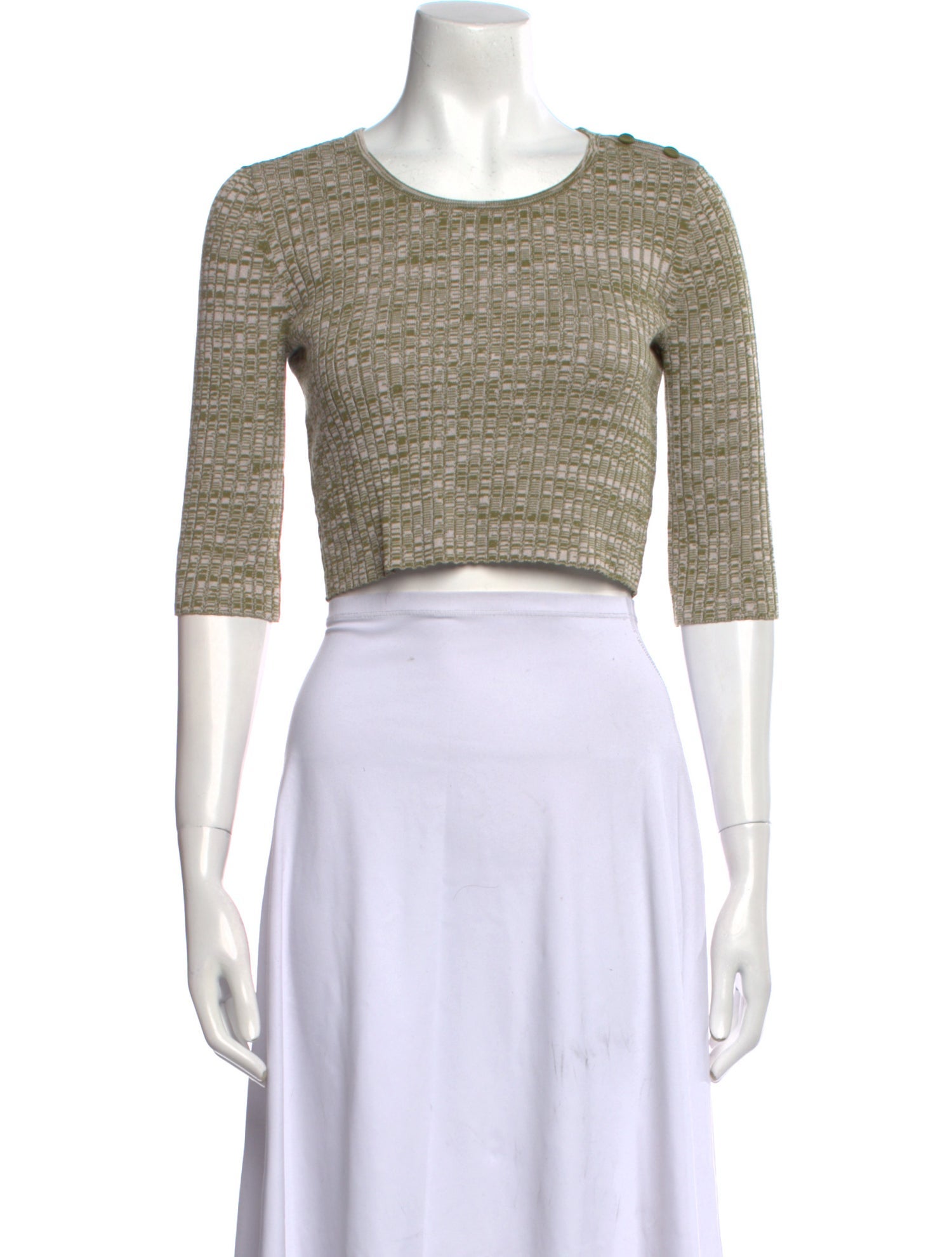 Live The Process Scoop Neck Three-Quarter Sleeve Crop Top