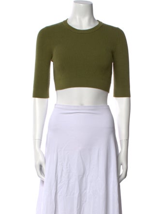 Live The Process Crew Neck Three-Quarter Sleeve Crop Top