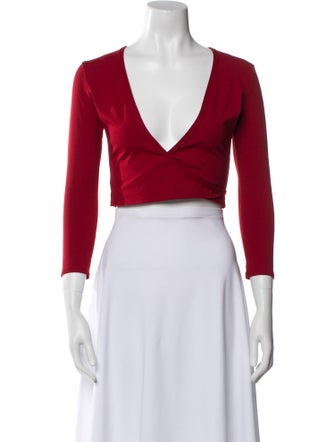 Live The Process V-Neck Three-Quarter Sleeve Crop Top