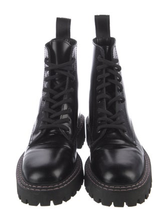 LÄST Leather Printed Combat Boots