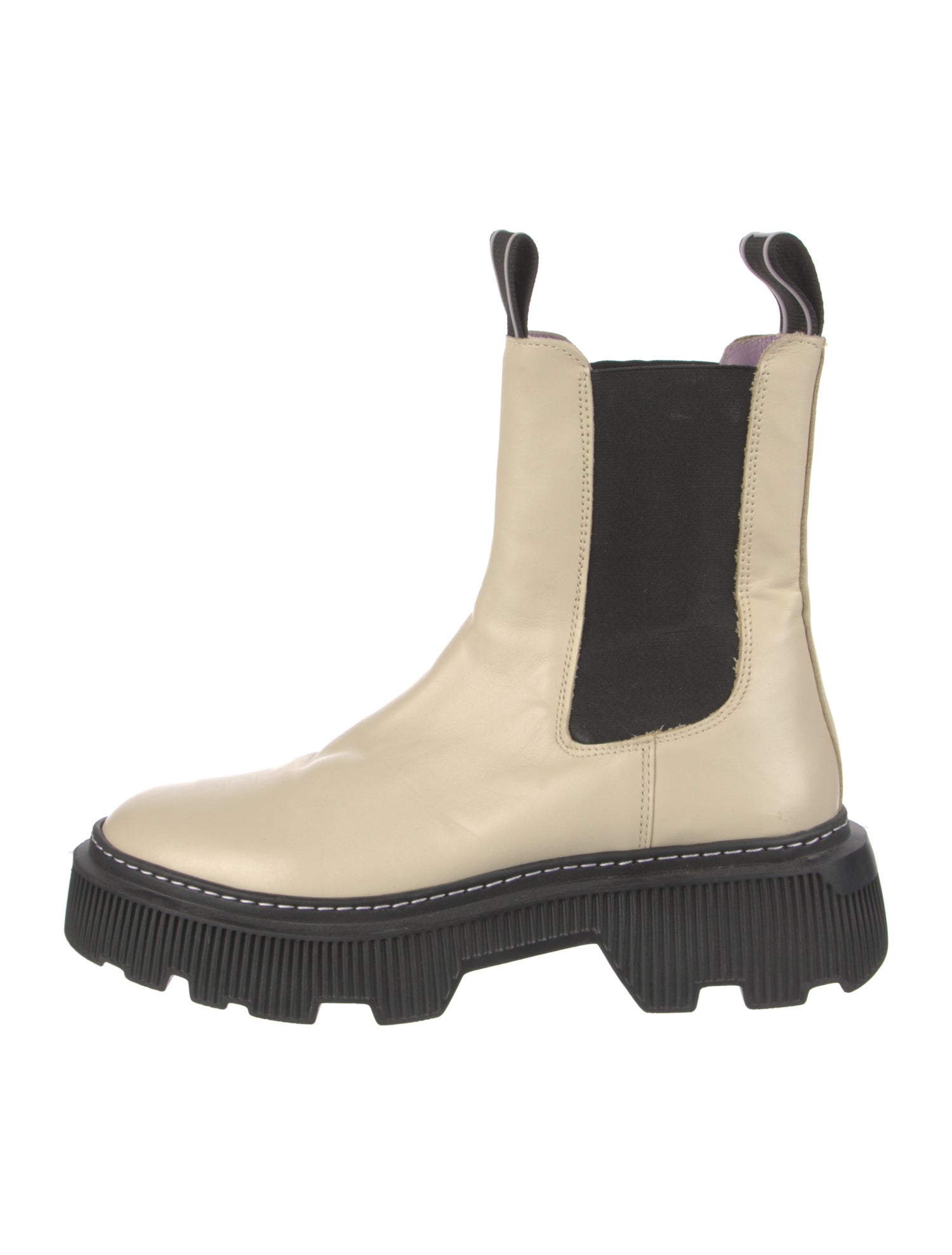 LÄST Leather Colorblock Pattern Chelsea Boots