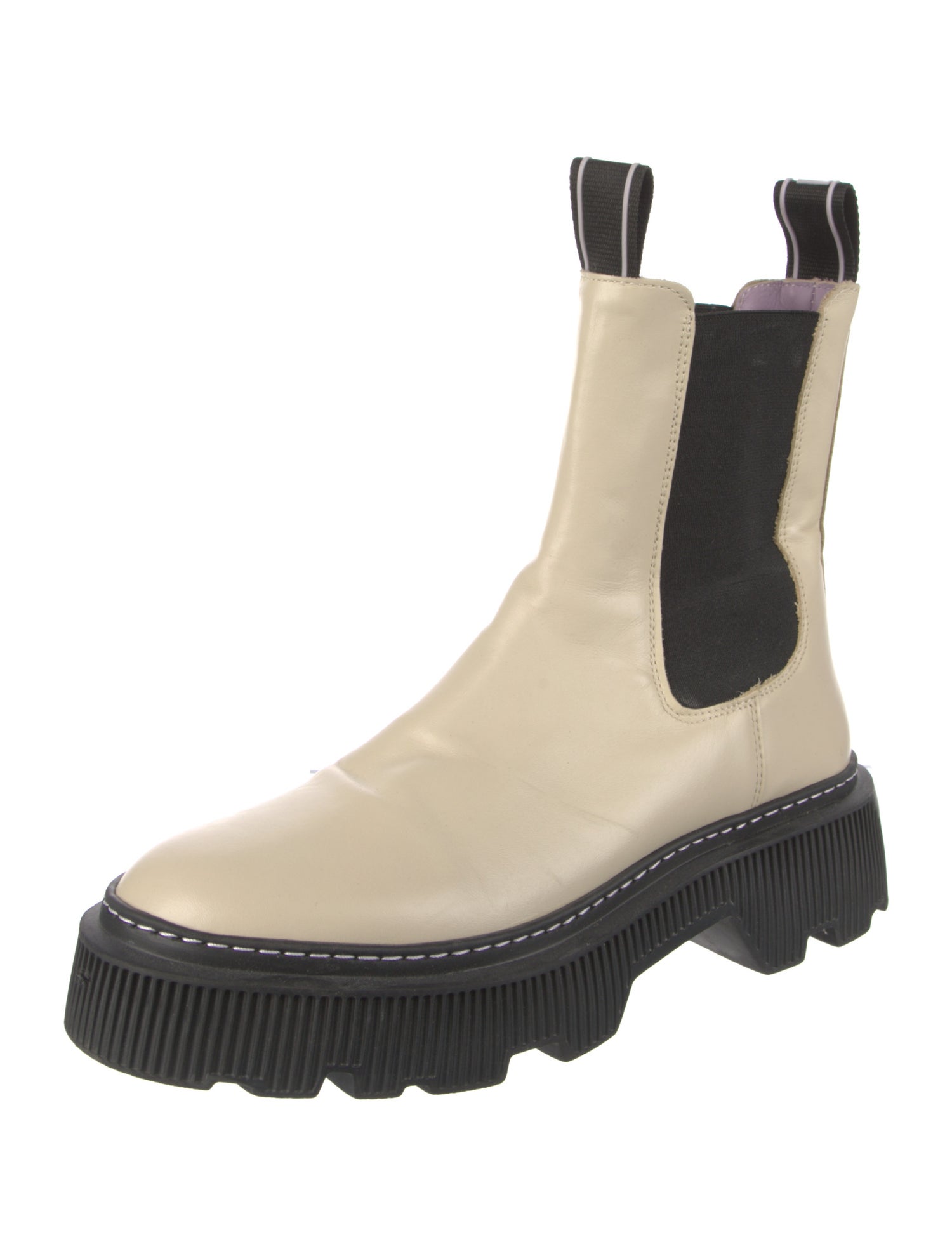 LÄST Leather Colorblock Pattern Chelsea Boots