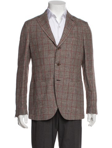 Luigi Borrelli Napoli Suiting Linen Plaid Print Sport Coat 4XL