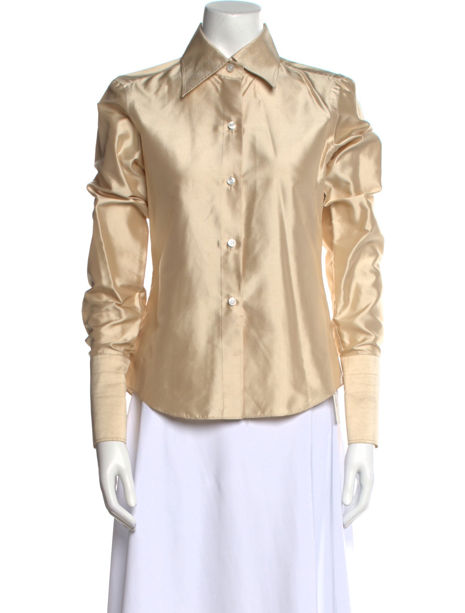 Luigi Borrelli Napoli Silk Long Sleeve Button-Up Top