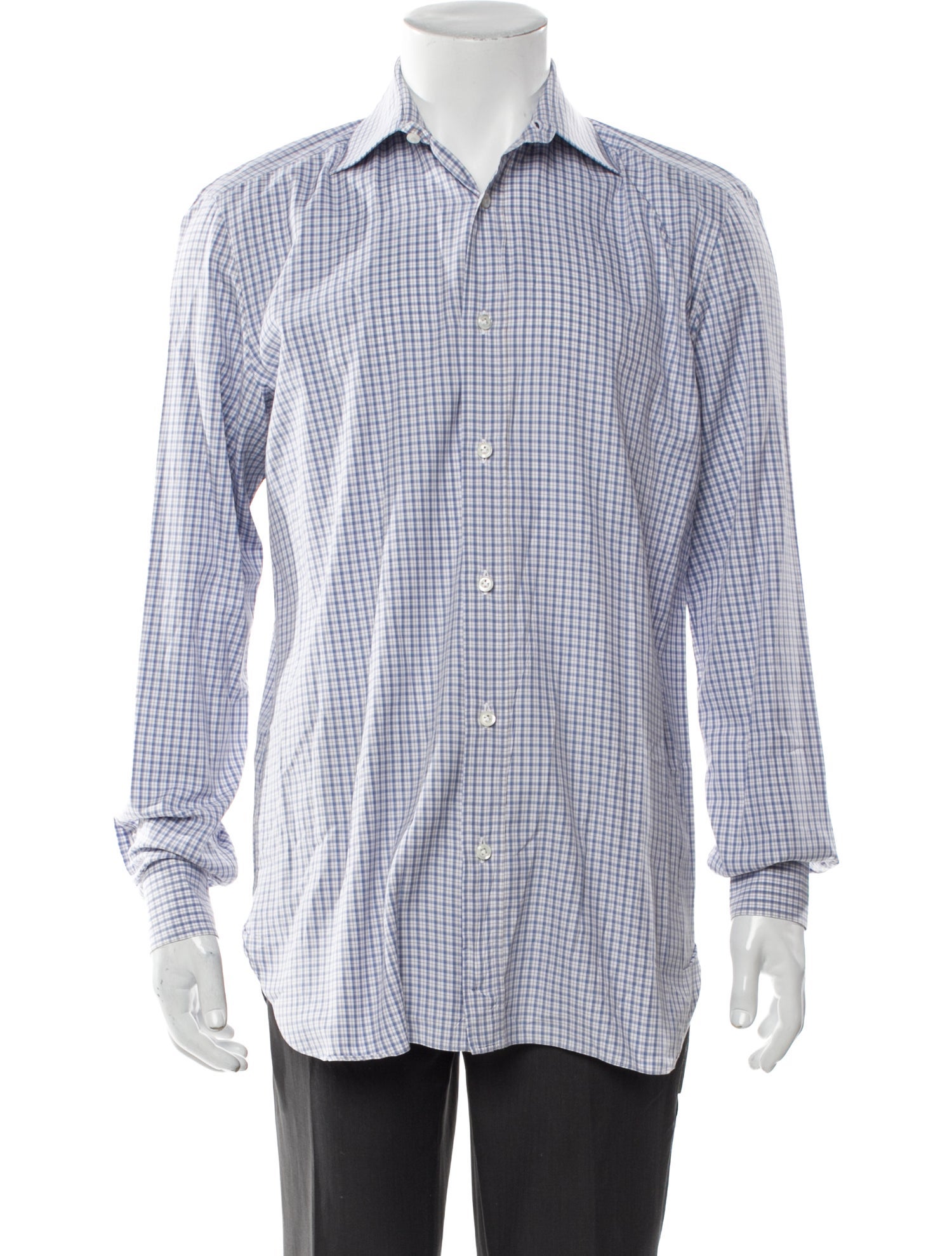 Luigi Borrelli Napoli Plaid Print Long Sleeve Dress Shirt