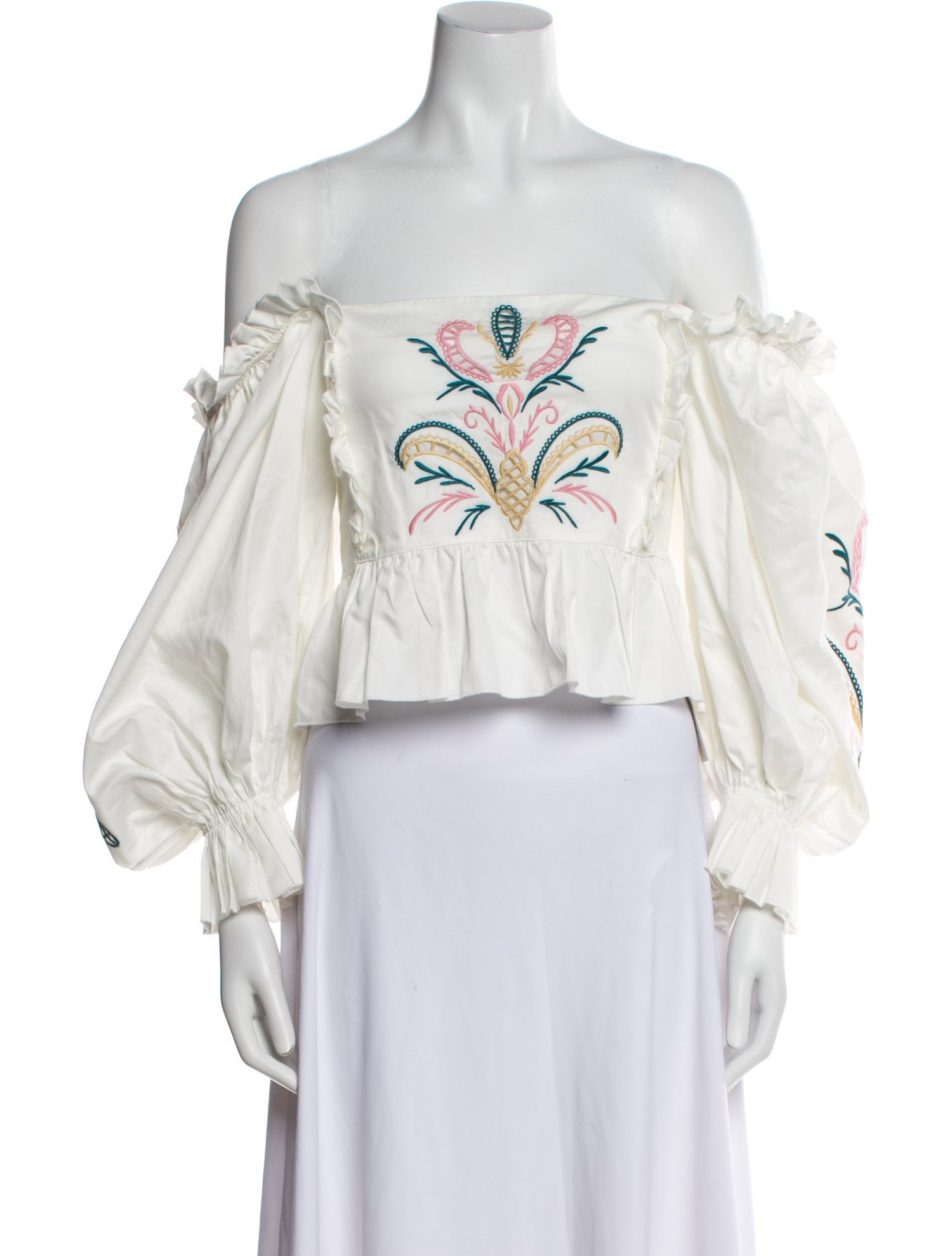 Lug Von Siga Off-The-Shoulder Three-Quarter Sleeve Crop Top