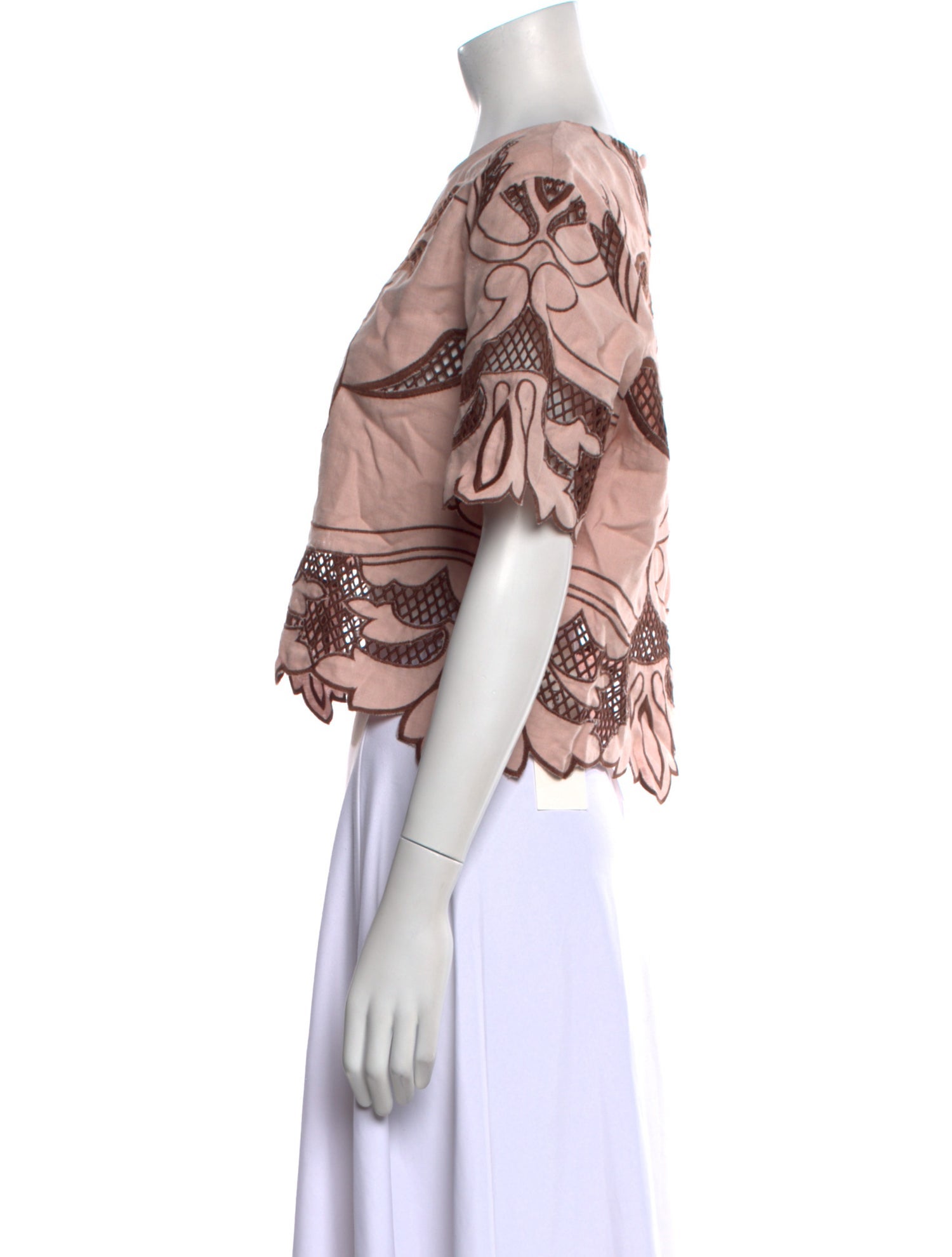 Lug Von Siga Linen Lace Pattern Crop Top