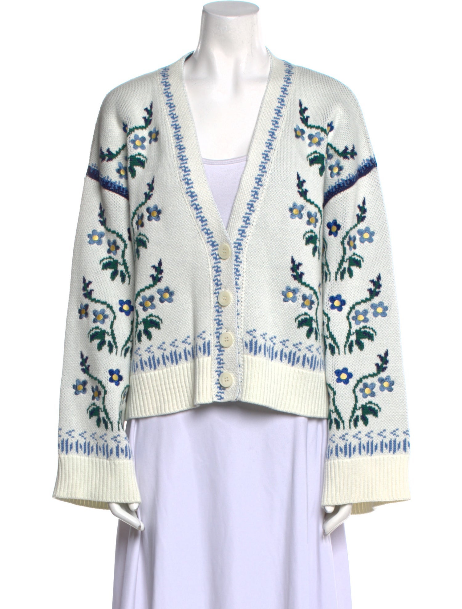 Lug Von Siga Floral Print V-Neck Sweater