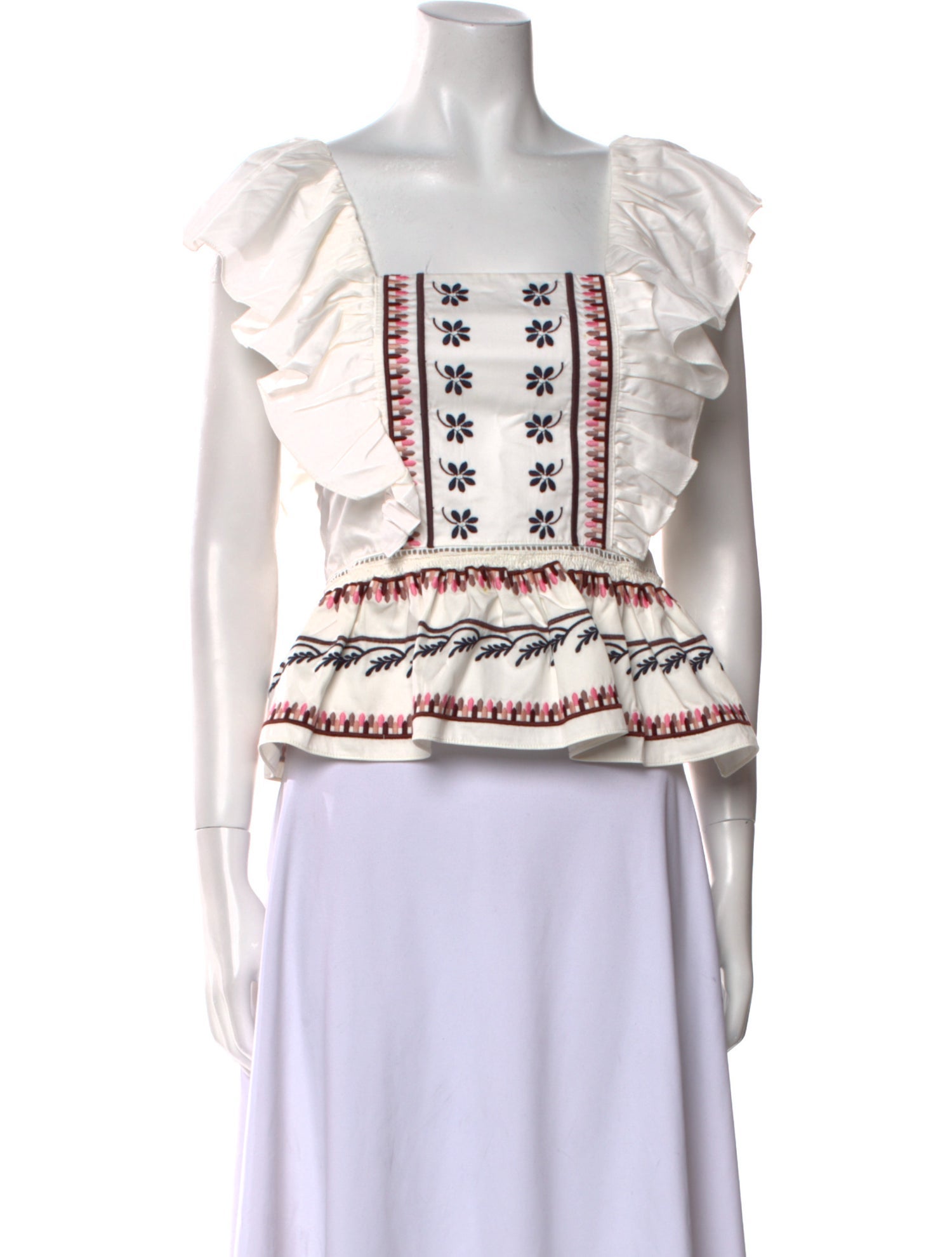 Lug Von Siga Printed Square Neckline Crop Top