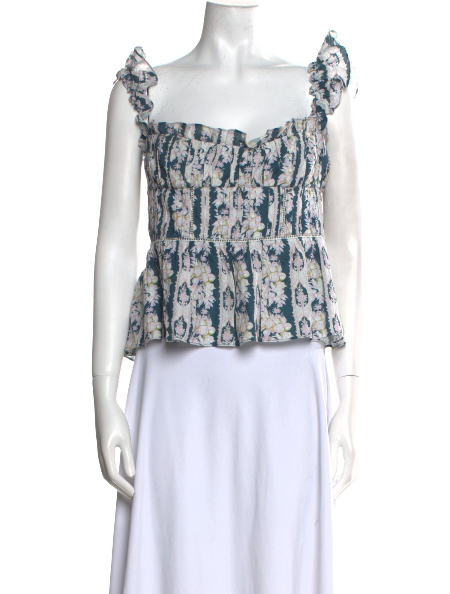 Lug Von Siga Floral Print Square Neckline Crop Top