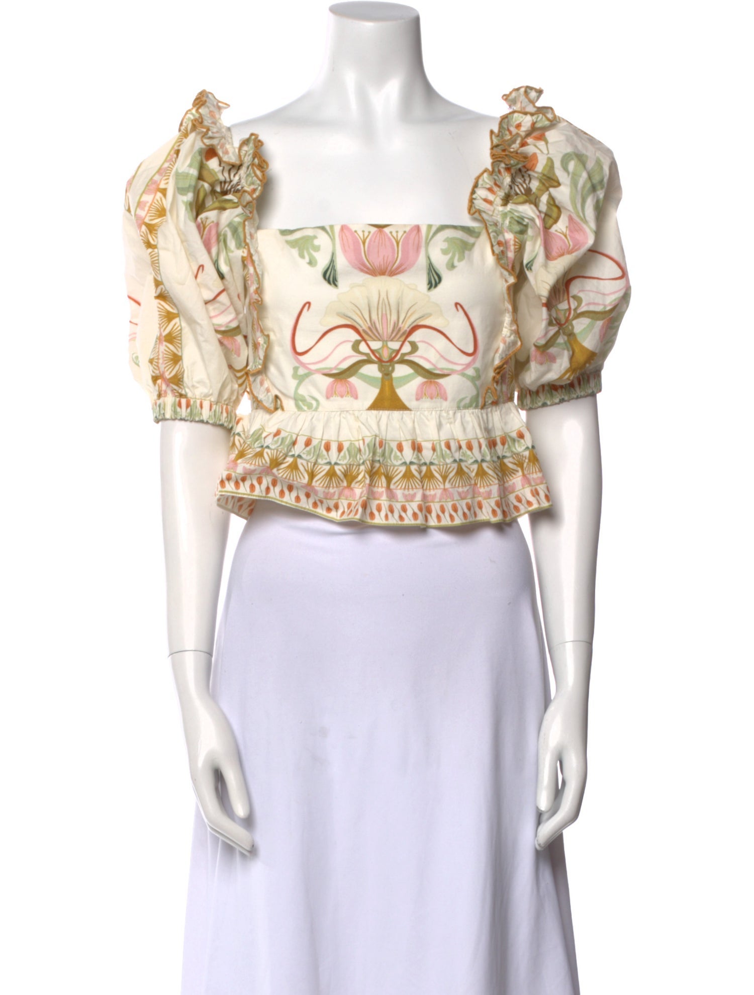 Lug Von Siga Floral Print Square Neckline Crop Top