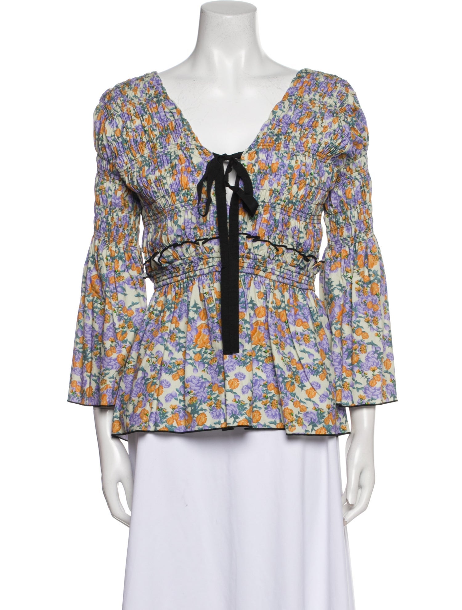 Lug Von Siga Floral Print Tie Neck Blouse