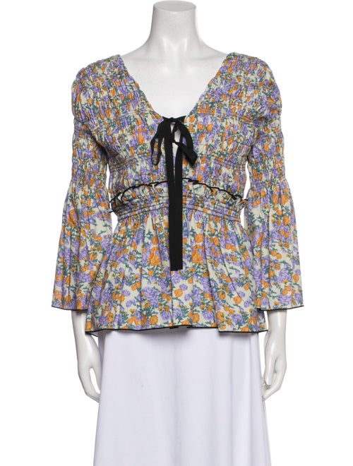 Lug Von Siga Floral Print Tie Neck Blouse