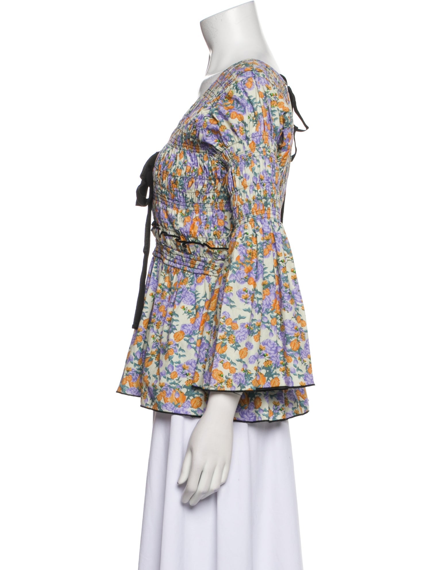 Lug Von Siga Floral Print Tie Neck Blouse