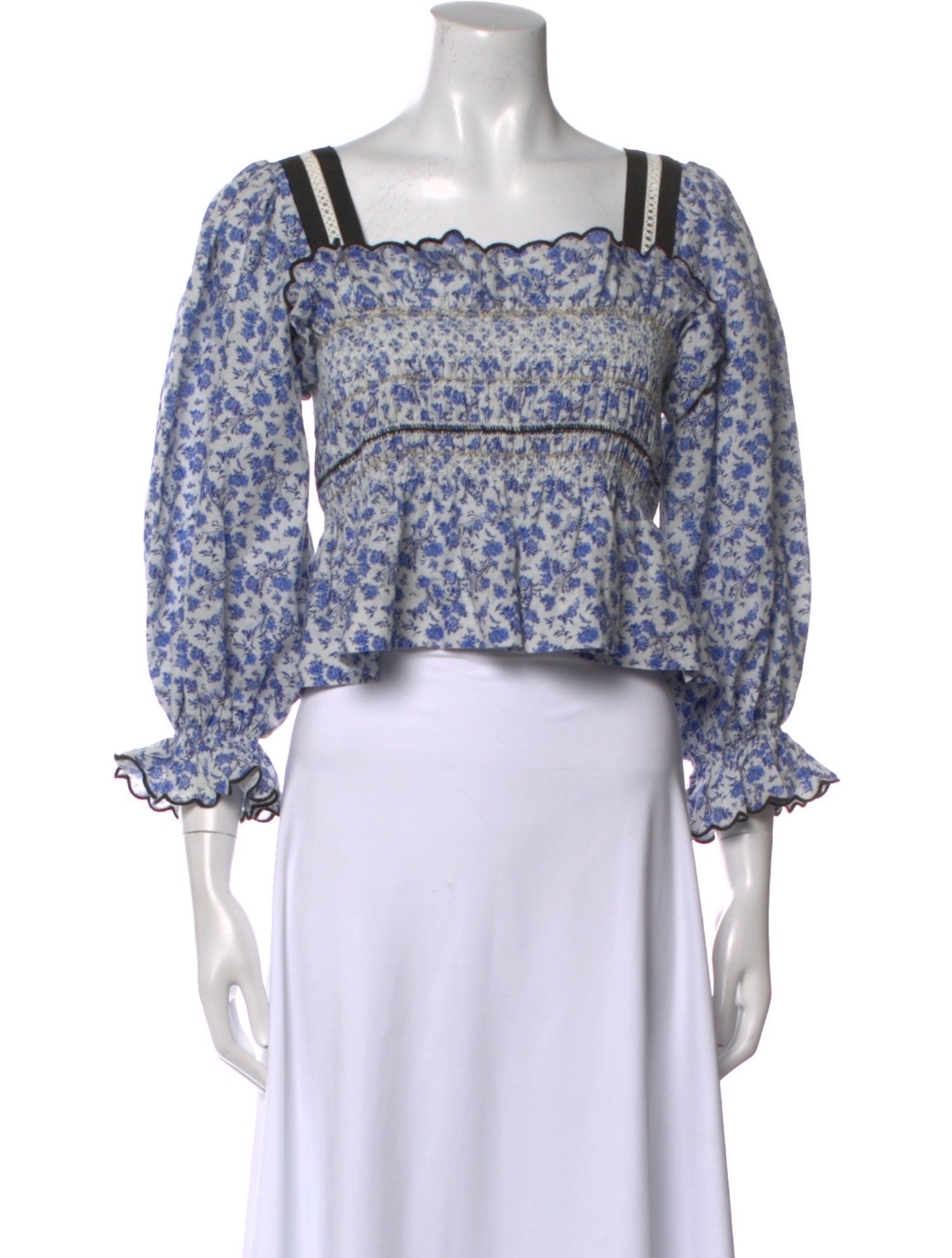 Lug Von Siga Floral Print Square Neckline Crop Top