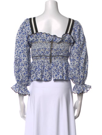 Lug Von Siga Floral Print Square Neckline Crop Top