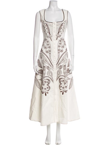 Pre-owned Lug Von Siga Printed Long Dress In Neutral
