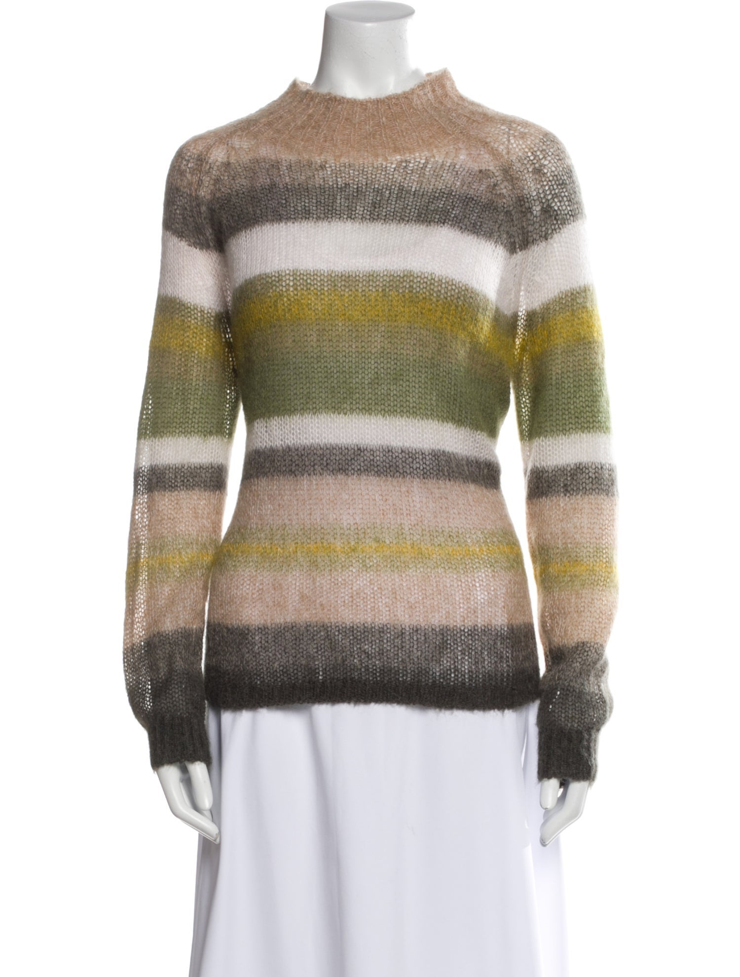 Luisa Cerano Striped Mock Neck Sweater