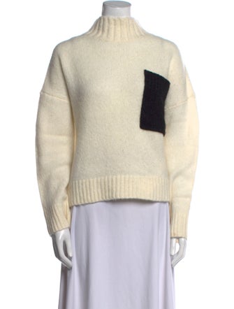 Luisa Cerano Colorblock Pattern Mock Neck Sweater