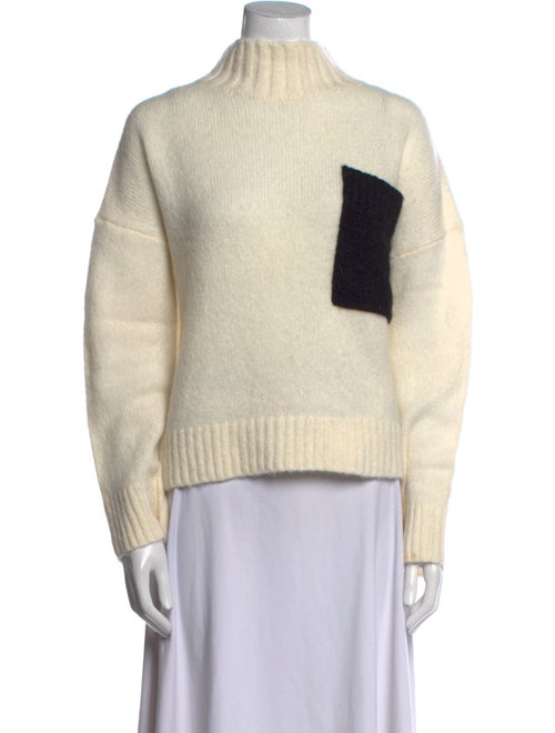Luisa Cerano Colorblock Pattern Mock Neck Sweater