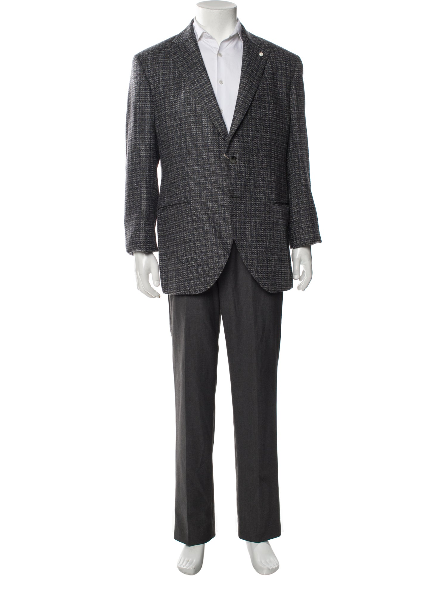 Luigi Bianchi Mantova Plaid Print Embroidered Accent Blazer w/ Tags