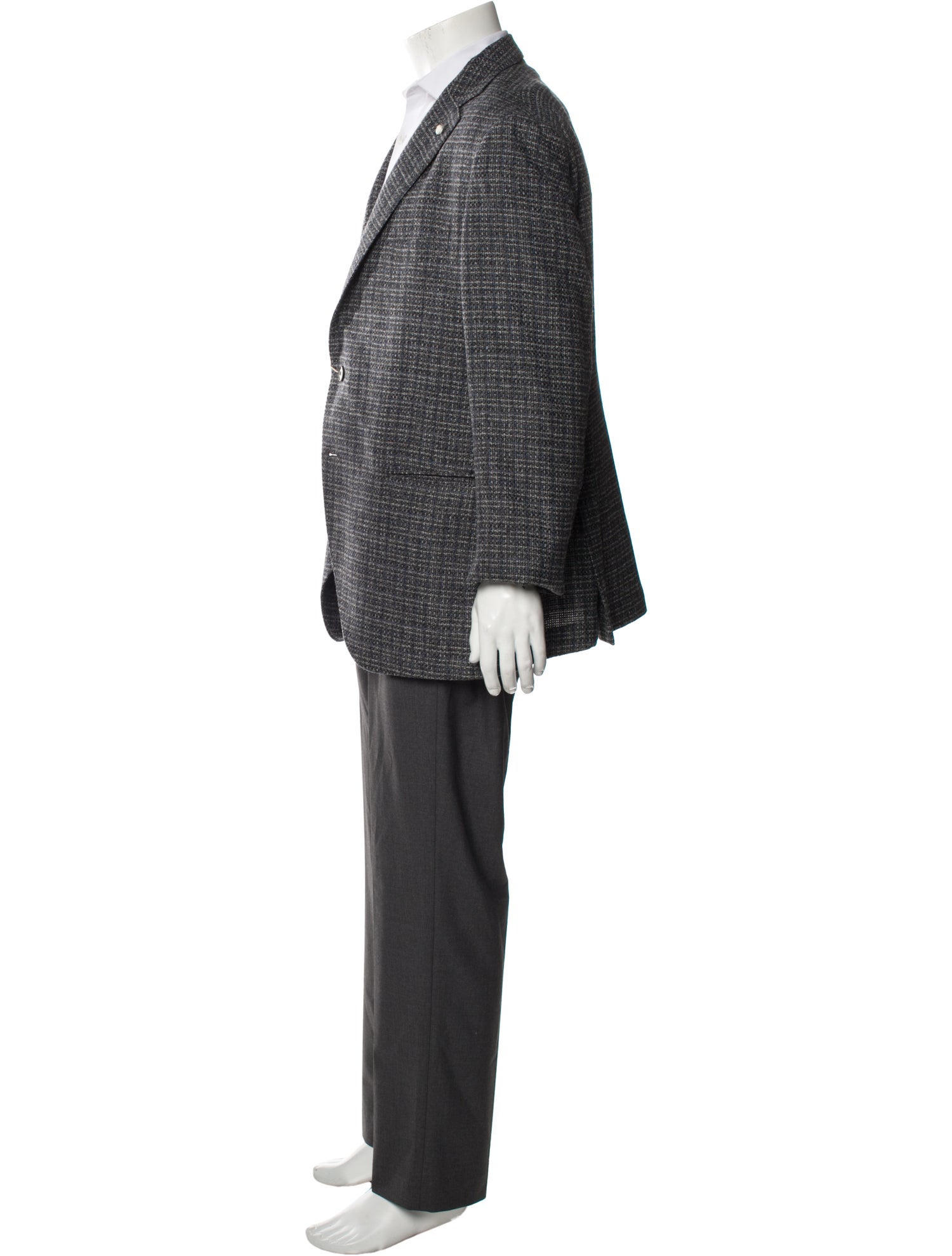 Luigi Bianchi Mantova Plaid Print Embroidered Accent Blazer w/ Tags