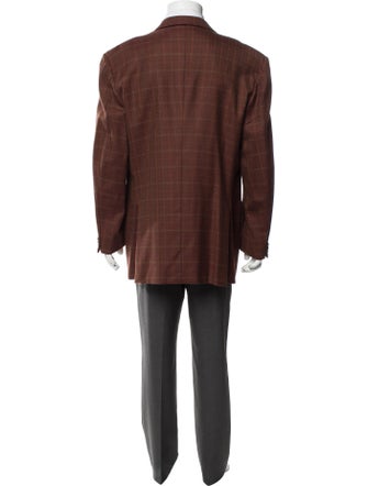 Luigi Bianchi Mantova Virgin Wool Plaid Print Blazer