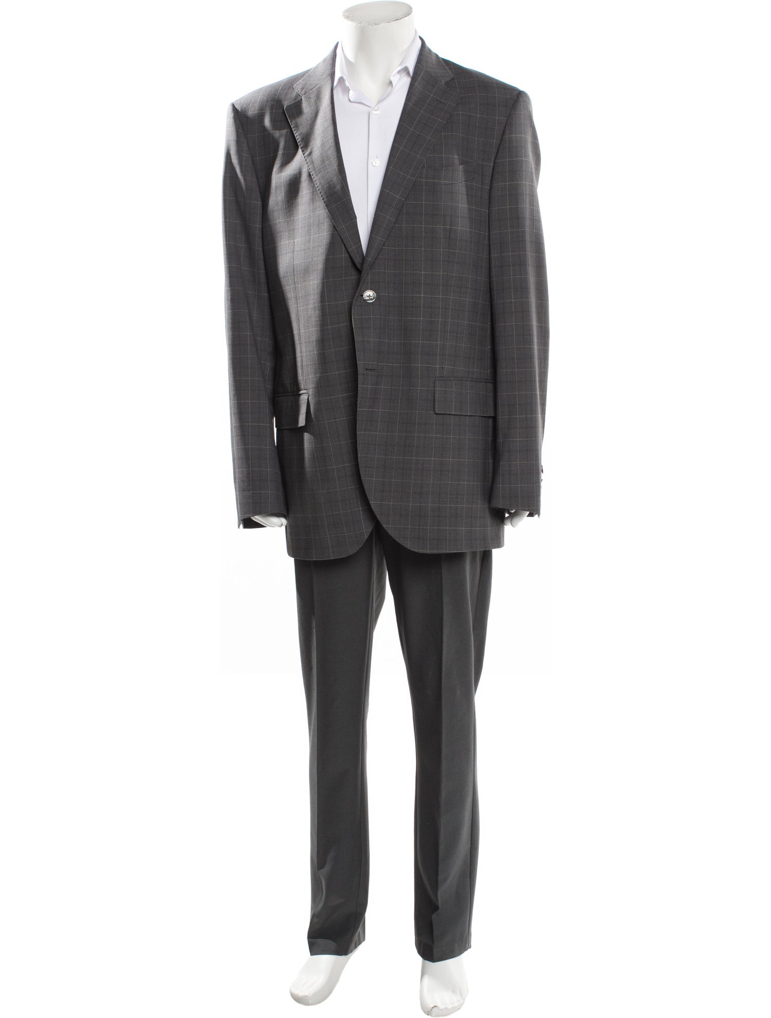 Luigi Bianchi Mantova Wool Plaid Print Blazer