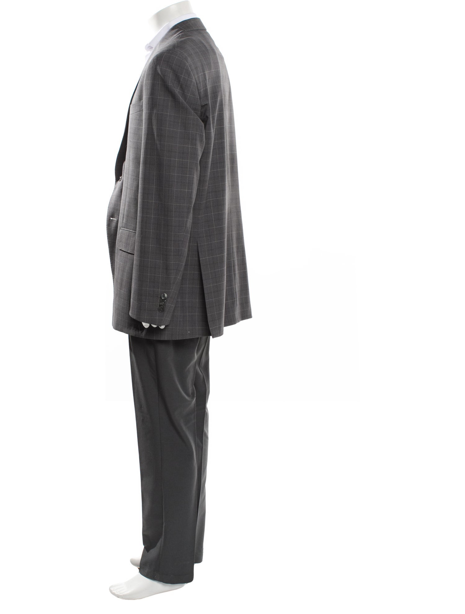 Luigi Bianchi Mantova Wool Plaid Print Blazer
