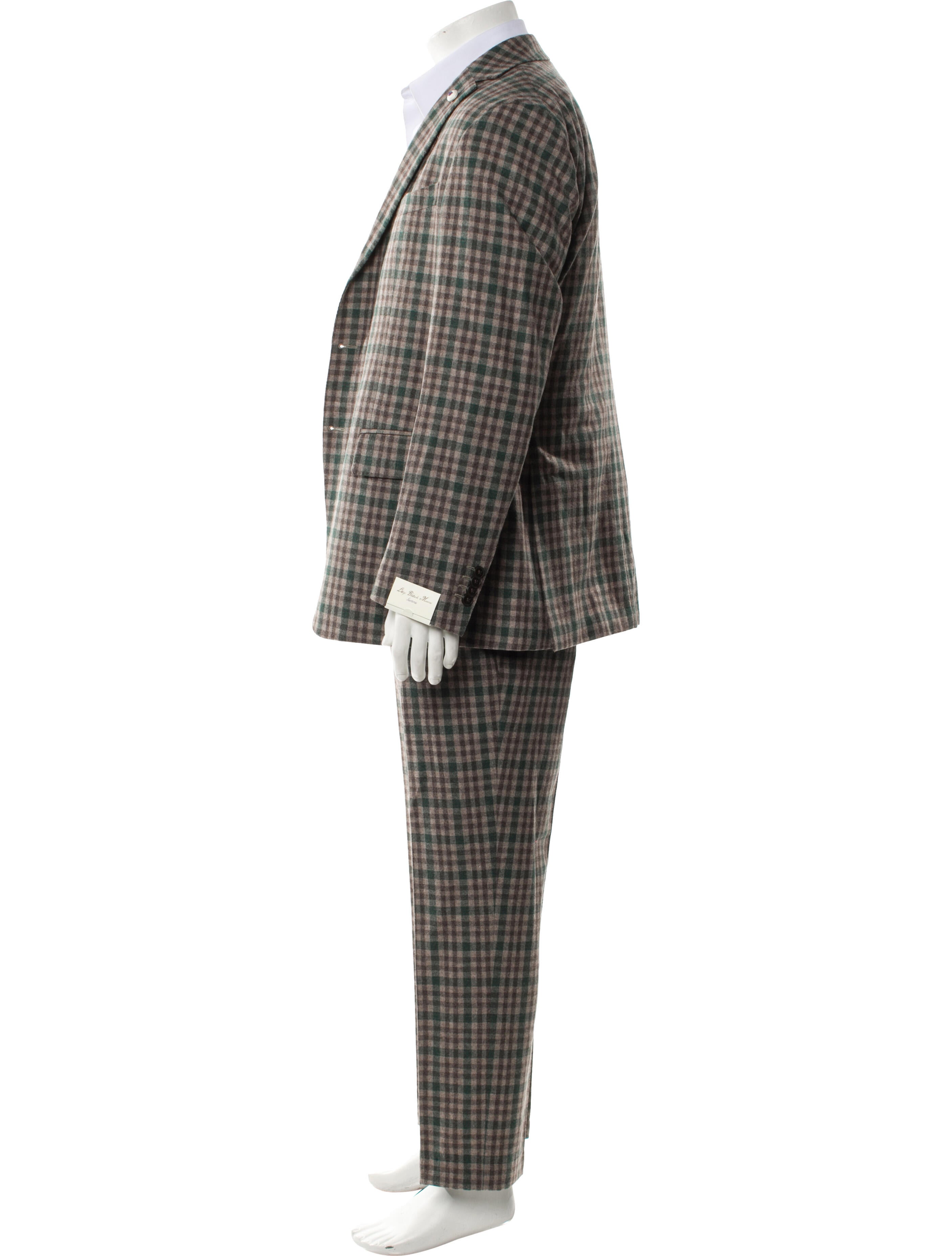 Luigi Bianchi Mantova Virgin Wool Plaid Print Three-Piece Suit