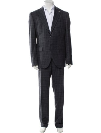 Luigi Bianchi Mantova Wool Plaid Print Two-Piece Blazer