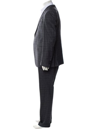 Luigi Bianchi Mantova Wool Plaid Print Two-Piece Blazer
