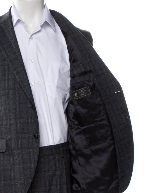 Luigi Bianchi Mantova Wool Plaid Print Two-Piece Blazer