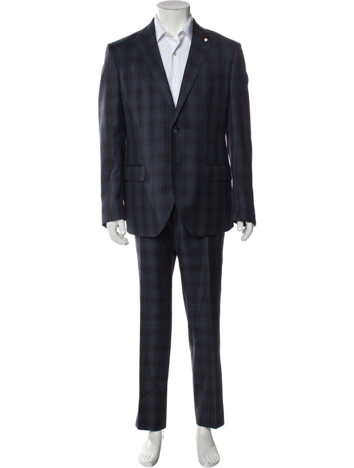 Luigi Bianchi Mantova Wool Plaid Print Two-Piece Blazer